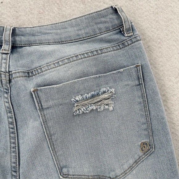 Indigo Rein High Rise Flare Leg Curvy Jeans Womens 15 Stretch Denim Blue Ripped - Picture 9 of 14